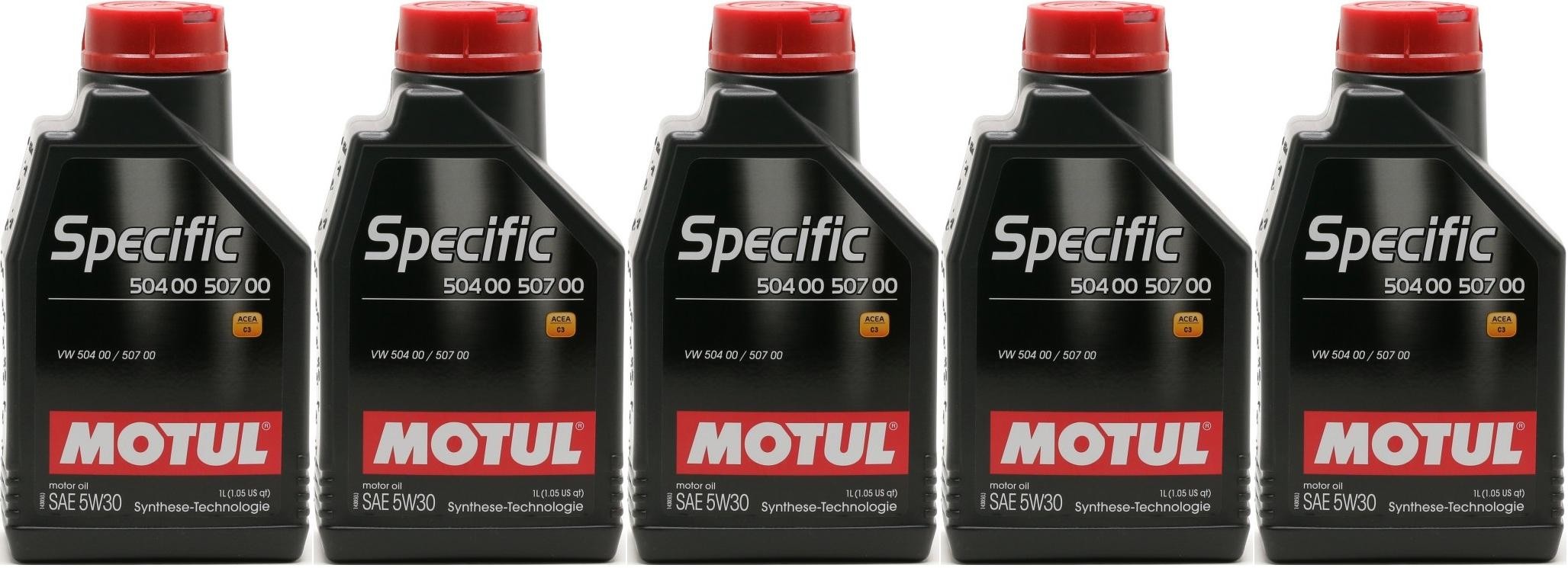 Motul Specific 5W-30 VW 504 00 - VW 507 00 Motoröl 5x 1l = 5 Liter ...