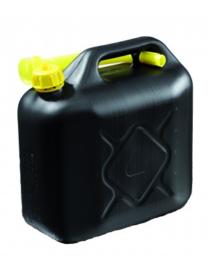 Benzinkanister 10 Liter - UN-geprüft 670 gramm schwarz/Gelb mit Ausgießer
