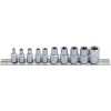 BGS Steckschlüssel-Einsatz-Satz E-Profil | Antrieb Innenvierkant 6,3 mm (1/4"") / 10 mm (3/8"") | SW E4 - E16 | 10-tlg.