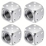 4 Stk. Set Würfel Reifenventil-Kappe Aluminium für PKW, SUV, Motorrad, Fahrrad Alu in Farbe SILBER