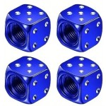 4 Stk. Set Würfel Reifenventil-Kappe Aluminium für PKW, SUV, Motorrad, Fahrrad Alu in Farbe BLAU