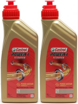 Castrol Power 1 Scooter 2T teilsynthetisches Motorrad Motoröl 2x 1l = 2 Liter