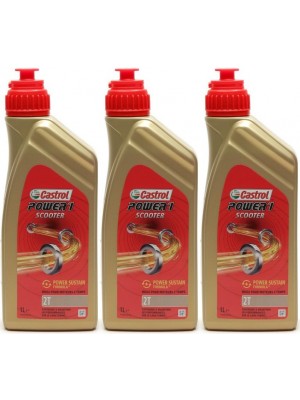 Castrol Power 1 Scooter 2T teilsynthetisches Motorrad Motoröl 3x 1l = 3 Liter