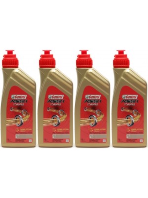 Castrol Power 1 Scooter 2T teilsynthetisches Motorrad Motoröl 4x 1l = 4 Liter