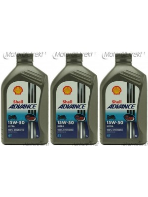 Shell Advance Ultra 4T 15W-50 Motorrad Motoröl 3x 1l = 3 Liter