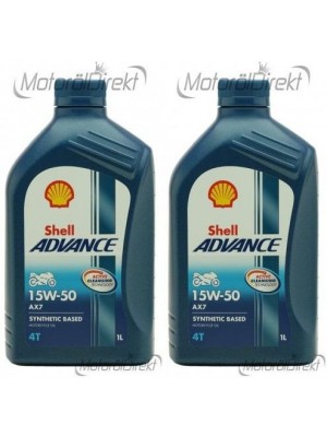 Shell Advance AX7 4T 15W-50 Motorrad Motoröl 2x 1l = 2 Liter