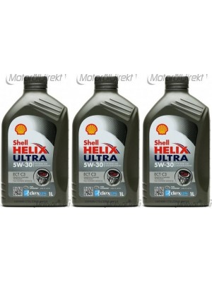 Shell Helix Ultra ECT C3 5W-30 PKW-Motoröl 3x 1l = 3 Liter