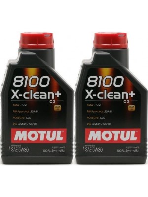 Motul 8100 X-clean + 5W-30 Motoröl 2x 1l = 2 Liter