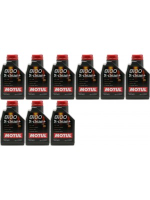 Motul 8100 X-clean + 5W-30 Motoröl 9x 1l = 9 Liter