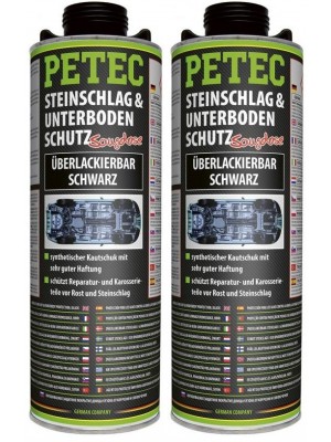 Petec Unterbodenschutz, Überlackierbar schwarz 1000ml Saugdose 2x 1l = 2 Liter