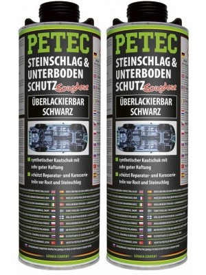 Petec Unterbodenschutz, Überlackierbar schwarz 1000ml Saugdose 2x 1l = 2 Liter