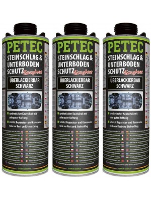 Petec Unterbodenschutz, Überlackierbar schwarz 1000ml Saugdose 3x 1l = 3 Liter