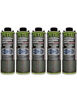 Petec Unterbodenschutz, Überlackierbar schwarz 1000ml Saugdose 5x 1l = 5 Liter