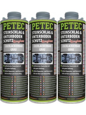 Petec Unterbodenschutz, Überlackierbar grau 1000ml Saugdose 3x 1l = 3 Liter