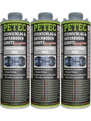 Petec Unterbodenschutz, Überlackierbar grau 1000ml Saugdose 3x 1l = 3 Liter