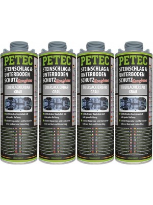 Petec Unterbodenschutz, Überlackierbar grau 1000ml Saugdose 4x 1l = 4 Liter