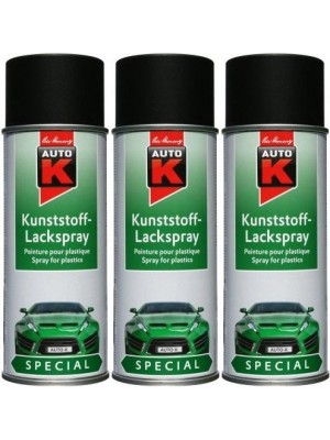 Auto-K Special Kunststoff-Lackspray schwarz, 3x 400 Milliliter