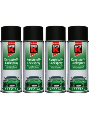Auto-K Special Kunststoff-Lackspray schwarz, 4x 400 Milliliter