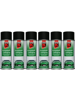 Auto-K Special Kunststoff-Lackspray schwarz, 6x 400 Milliliter