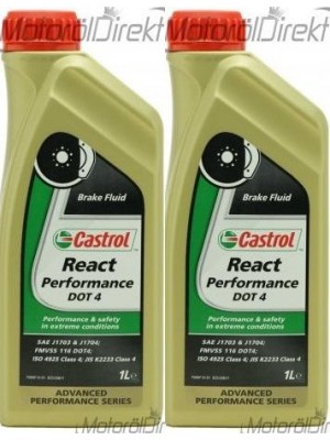 Castrol React Performance DOT 4 Bremsflüssigkeit 2x 1l = 2 Liter