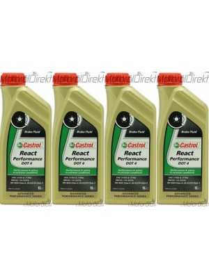 Castrol React Performance DOT 4 Bremsflüssigkeit 4x 1l = 4 Liter