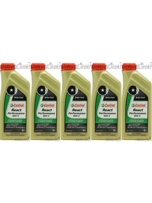 Castrol React Performance DOT 4 Bremsflüssigkeit 5x 1l = 5 Liter