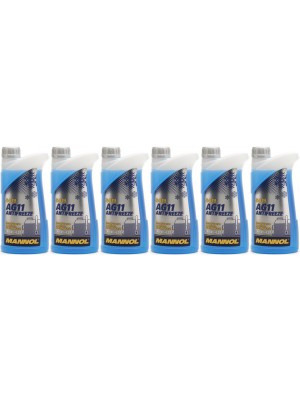 Mannol Kühlerfrostschutz Antifreeze AG11 -40 Fertigmischung 6x 1l = 6 Liter