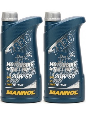 MANNOL 7830 Motorbike 4-Takt HD 20W-50 Motorrad Motoröl 2x 1l = 2 Liter