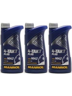 MANNOL 4-Takt Plus 10W-40 Motorrad Motoröl 3x 1l = 3 Liter