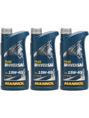 Mannol Universal 15W-40 Motoröl 3x 1l = 3 Liter