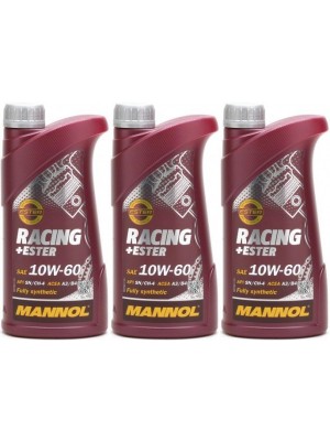 MANNOL Racing+Ester 10W-60 Motoröl 3x 1l = 3 Liter