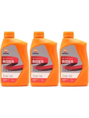 Repsol Motorrad Motoröl RIDER 4T 15W-50 1 Liter 3x 1l = 3 Liter