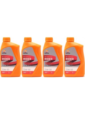 Repsol Motorrad Motoröl RIDER 4T 15W-50 1 Liter 4x 1l = 4 Liter