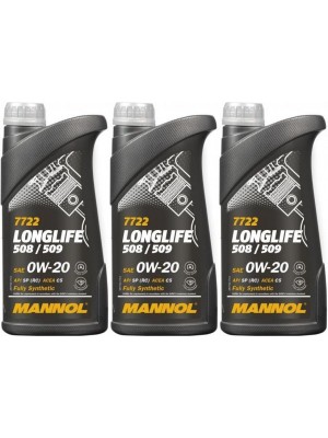 MANNOL 7722 0W-20 Longlife 508.00/ 509.00 Motoröl 3x 1l = 3 Liter