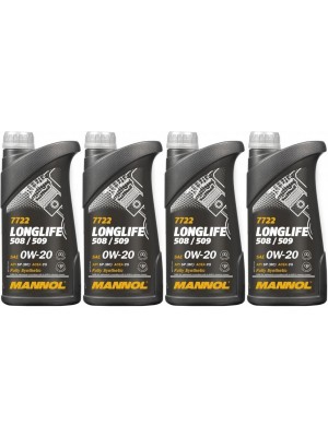 MANNOL 7722 0W-20 Longlife 508.00/ 509.00 Motoröl 4x 1l = 4 Liter