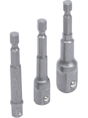 BGS 8204 Adapter-Satz für Bohrmaschinen | Antrieb Außensechskant 6,3 mm (1/4"") | Abtrieb Außenvierkant 6,3 mm (1/4"") / 10 mm (3/8"") / 12,5 mm (1/2"") | 3-tlg.