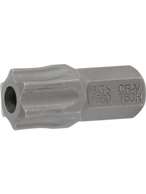 BGS 4660 Bit | Länge 30 mm | Antrieb Außensechskant 10 mm (3/8"") | T-Profil (für Torx) mit Bohrung T60