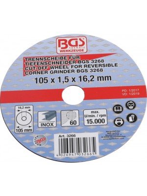 BGS 3266 Trennscheibe für BGS Tiefenschneider | Ø 105 x 1,5 x 16,2 mm
