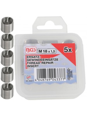 BGS 9433-1 Ersatz-Gewindeeinsätze | M18 x 1,5 mm | 5-tlg.