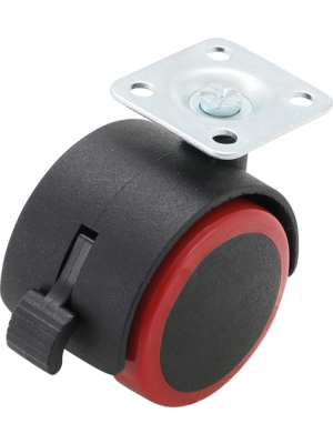BGS Lenk-Doppelrolle mit Bremse | rot/schwarz | 50 mm