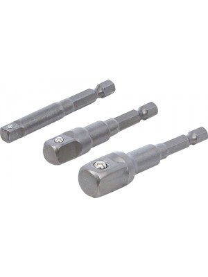 BGS 9685 Adapter-Satz für Bohrmaschinen | Außensechskant Antrieb 6,3 mm (1/4"") | Abtrieb Außenvierkant 6,3 mm (1/4""), 10 mm (3/8""), 12,5 mm (1/2"") | 3-tlg.