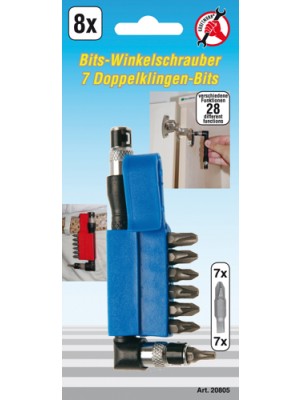 BGS 20805 Winkelschrauber mit 7 Doppelklingen-Bits | Antrieb Außensechskant 6,3 mm (1/4"") | 8-tlg.