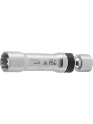 BGS 2391 Zündkerzen-Gelenkeinsatz Zwölfkant mit Haltefeder | Antrieb Innenvierkant 10 mm (3/8"") | SW 16 mm