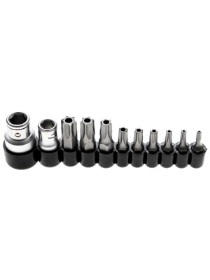 BGS 786 Bit-Satz | Antrieb Außensechskant 6,3 mm (1/4"") / 10 mm (3/8"") | T-Profil (für Torx) mit Bohrung | 11-tlg.