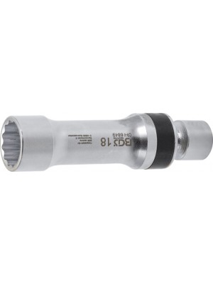 BGS 6849 Zündkerzen-Gelenkeinsatz Zwölfkant mit Haltefeder | Antrieb Innenvierkant 10 mm (3/8"") | SW 18 mm