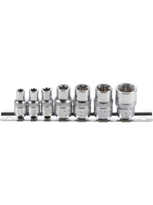 BGS Steckschlüssel-Einsatz-Satz E-Profil | Antrieb Innenvierkant 6,3 mm (1/4"") / 10 mm (3/8"") | SW E6 - E16 | 7 tlg.