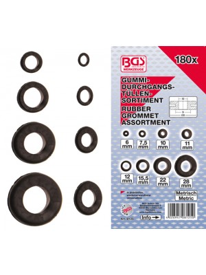 BGS 8125 Gummi-Durchgangstüllen-Sortiment | metrisch | 180-tlg.