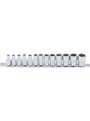 BGS 9102 Steckschlüssel-Einsatz-Satz, Sechskant | Antrieb Innenvierkant 6,3 mm (1/4"") | SW 4 - 14 mm | 13-tlg.