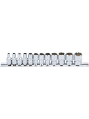 BGS 2755 Steckschlüssel-Einsatz-Satz Zwölfkant | Antrieb Innenvierkant 6,3 mm (1/4"") | Zollgrößen | 12-tlg.