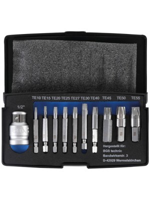 BGS 9170 Schraubenausdreher-Satz | für defektes T-Profil (für Torx) T10 - T55 | 11-tlg.